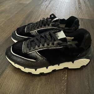 P448 Sneakers Women's 37 Jackson Badia Faux Fur Glitter Black Vibram Sole